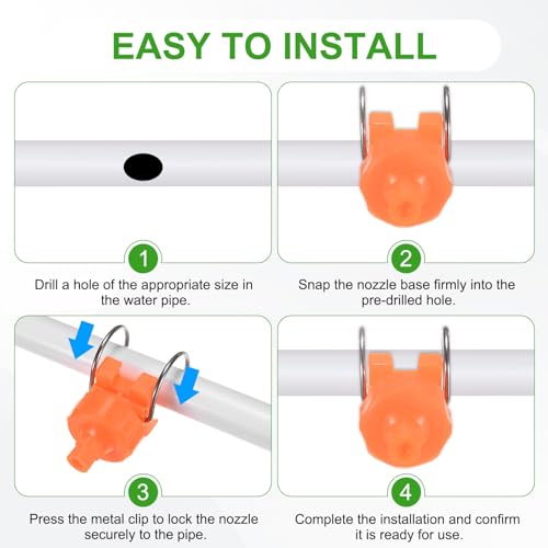 M METERXITY 3-Pack Flat Fan Spray Tips, 2mm Pore Plastic Spray Nozzle with Clip Adjustable Atomization Nozzle for 3/4" Hose, 0.24 Cubic Meters Per Hour [Orange, 65 Degree] - size: 2mm x 3/4"