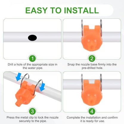 M METERXITY 3-Pack Flat Fan Spray Tips, 2mm Pore Plastic Spray Nozzle with Clip Adjustable Atomization Nozzle for 3/4" Hose, 0.24 Cubic Meters Per Hour [Orange, 65 Degree] - size: 2mm x 3/4"