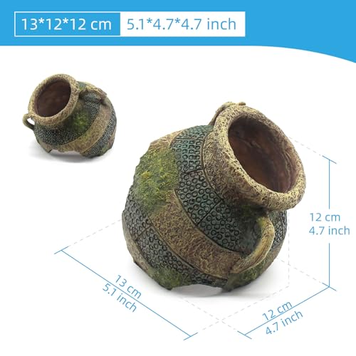 relaqcc Aquarium Decor Ruins Leaning Vase Hideaway Cave, Betta Fish Tank Accessories for Goldfish, Shrimp, Conch, Cichlid