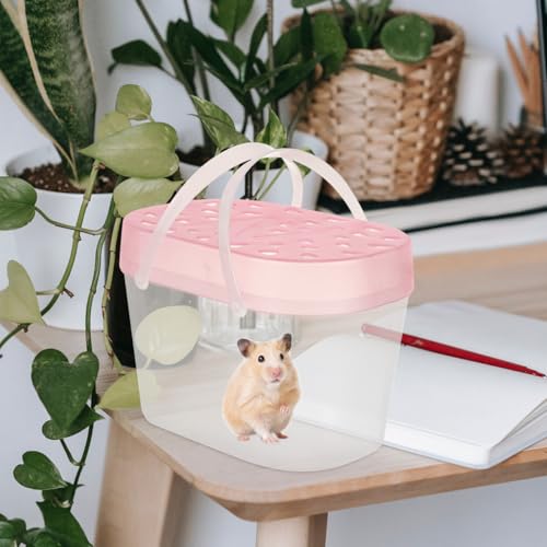 ERINGOGO 2pcs Small Pet Carriers Plastic Hamster Boxes Turtle Containers Medium Size Pink Portable Travel Reptile Holders for Outdoor Use