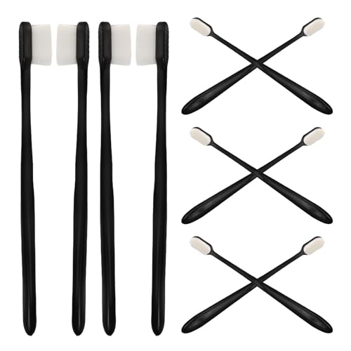 Alipis 10pcs Turtle Shell Cleaning Brushes Set, Black Flat Head Reusable Scrub Brushes with Long Handle for Turtle Tank Maintenance and Reptile Shell Treatment Supplies