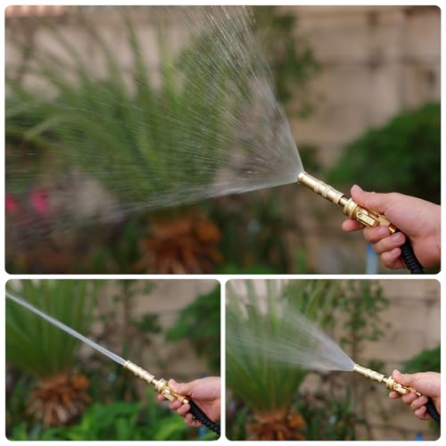 Brass Hose Nozzle & 8-Hole Garden Hose Mister Nozzle Set, Heavy Duty, Adjustable Spray & High-Pressure Jet