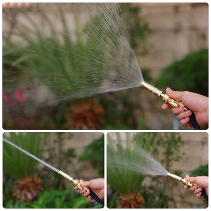 Brass Hose Nozzle & 8-Hole Garden Hose Mister Nozzle Set, Heavy Duty, Adjustable Spray & High-Pressure Jet