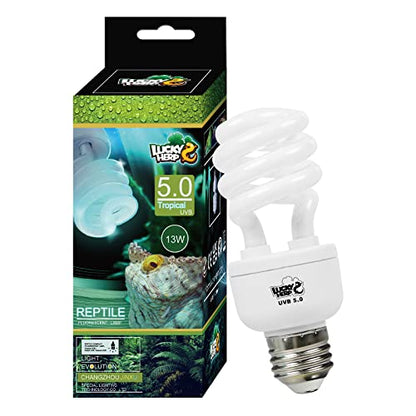 LUCKY HERP Reptile UVA UVB Light 5.0 13W Compact Fluorescent Tropical Terrarium Lamp - style: UVB5.0 13W