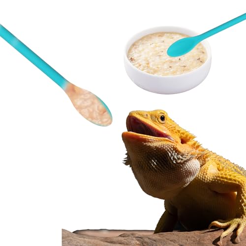 2 Pcs Reptile Spoon, Crested Gecko Food Mixing Spoon Long Handle Feeding Tool Crested Gecko Tank Accessories for Lizard Gargoyle Bearded Dragon