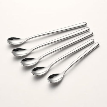 6Pcs Stainless Steel Long Handle Spoons, 2-Size Mixing Spoons for Coffee, Dessert, Honey, Cocktail & Kitchen Use (silver,3-pack 13cm +3-pack 23cm) - color: Silver, size: 3-pack 13cm +3-pack 23cm