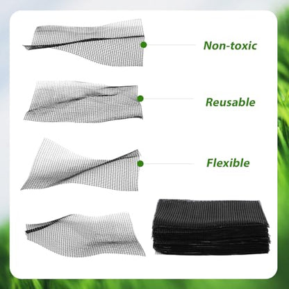 50pcs Flower Pot Hole Mesh Pad, 4 Inch Round/Square Flower Pot Mesh Screen Bonsai Bottom Drainage Grid Mesh Plant Pot Screen Mesh Mat for Garden Potted Plants to Prevent Soil Loss