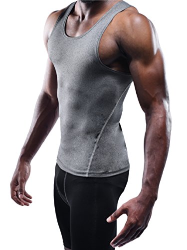 NELEUS Men's 3 Pack Athletic Compression Under Base Layer Sport Tank Top - color: 01# 3 Pack:black,grey,blue, size: X-Small