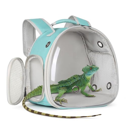 Guinea Pig Backpack Carrier, Bearded Dragon Carrier Backpack with Clear Bubble Window,Small Animal Travel Backpack for Hedgehog Rat，Chameleon,Rabbit,Sugar Glider,Airline Approved (Green, Backpack) - color: Green