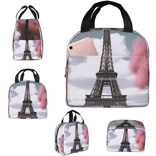 Insulated Lunch Bag Eiffel Tower Lunch Box for Women Men Reusable Leakproof Lunch Cooler Bag for Office Picnic - color: Eiffel Tower