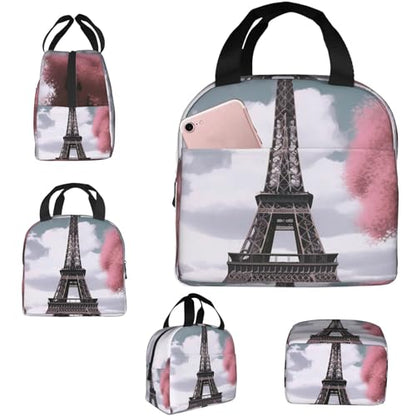 Insulated Lunch Bag Eiffel Tower Lunch Box for Women Men Reusable Leakproof Lunch Cooler Bag for Office Picnic - color: Eiffel Tower