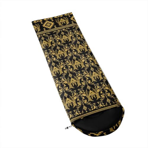 Erosebridal Hawk Moth Camping Sleeping Bags Teens Spooky Aztec Backpacking Camping Blanket Full Body Travel Wrap Sleep Bag - color: Gold Halloween Bats