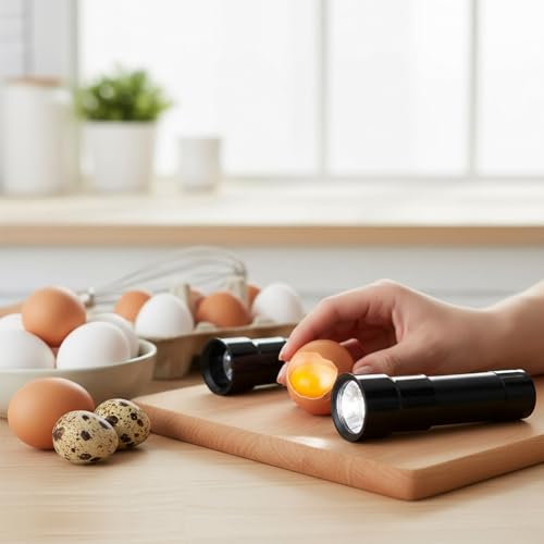 Egg Candler Candling Light Egg Development Tester Flashlight for Chicken Duck and Goose Eggs, 2PCS(Black)