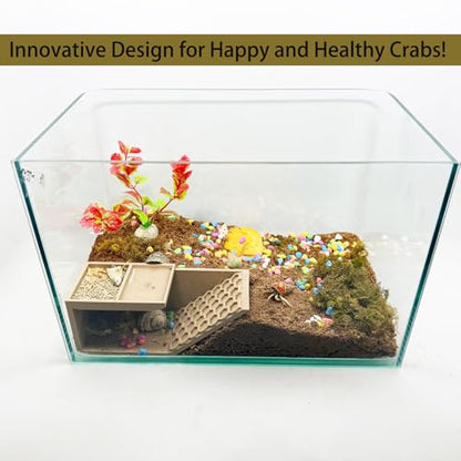 Hermit Crab Hideaway,Underground Habitat and Climbing Toy, 3D Printed Shelter for Hermit Crabs, Turtles, Lizards, and Tarantulas (Wood Color, Left) - size: Left
