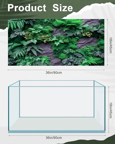4 Pcs Reptile Habitat Background with Nano Glue Gobi Sun Cactus Stone and Green Tree Fern Stream Terrarium Background Polyester Durable Aquarium Accessories (Style2,36 x 18 Inch) - color: Style2, size: 36 x 18 Inch