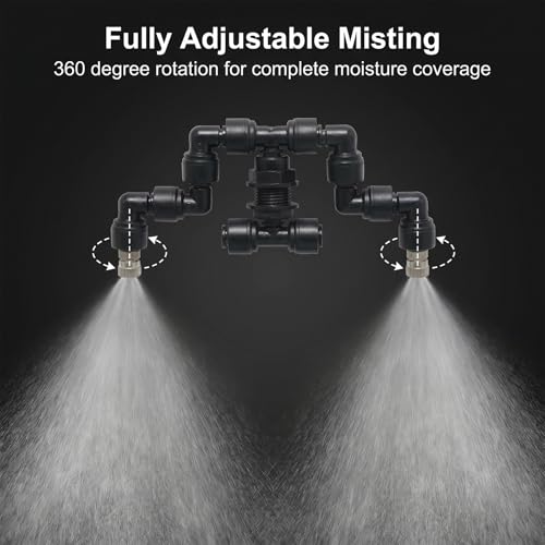 Reptile Misting Spray Nozzle for Rainforest Tank Pet Cooling Adjustable Reptile Nozzle Fogger Mist Sprinkler for Full Water Coverage, Replacement Micro Spray Nozzles (Dual Head, 360 Degree Adjustable) - color: black