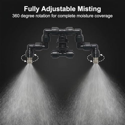 Reptile Misting Spray Nozzle for Rainforest Tank Pet Cooling Adjustable Reptile Nozzle Fogger Mist Sprinkler for Full Water Coverage, Replacement Micro Spray Nozzles (Dual Head, 360 Degree Adjustable) - color: black