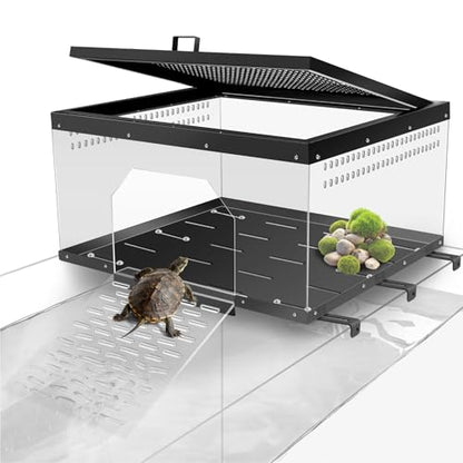 Turtle Basking Platform for Aquatic Turtles, Turtle Platform for Aquarium Fits 18-22 Inchs with Docks, Terrace, Turtle Ramp, Turtle Tank Accessories