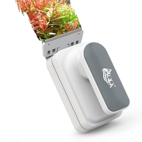 AQQA Aquarium Glass Cleaner, Double-Side Algae Scraper with 2 Blades | Comfortable Grip Handle, Self Floating Magnetic Fish Tank Cleaner Scrubber, Fits Glass/Acrylic Tank Up to 0.63'' Thick (L) - size: S