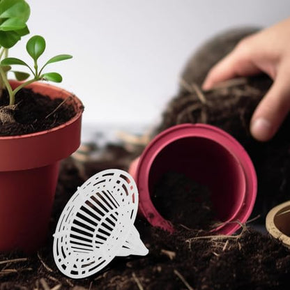 POPETPOP Flower Pot Hole Mesh Pad: 50 Pack Drainage Pads and Pot Fillers for Keeping Soil from Flowing - Drainage Netting for Bonsai, Horticulture Care, 2. 95 X 2. 16 X 1. 81 Inches - size: 7.50X5.50X4.60CM
