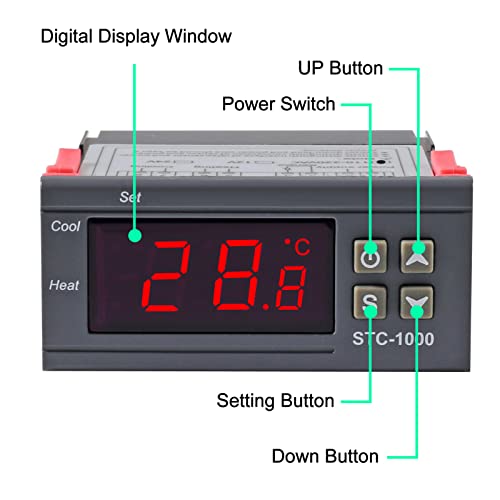 UMLIFE 2 Pack STC-1000 AC 10A 110V-220V All-Purpose Digital LED Temperature Controller Heating Cooling Thermostat 2 Relays Output with NTC Sensor Probe