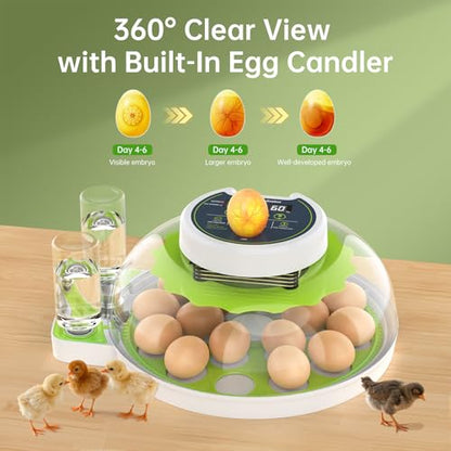 Egg Incubator with Automatic Egg Turning and Humidity Control, 18 Eggs Incubators for Hatching Eggs Chicken Quail Ducks Goose Parrot for Home Lab Farm Classroom