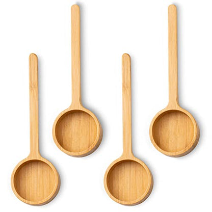 Bamboo Wooden Coffee Scoop Long Handle Measuring Scoop for Jars - color: bamboo 4 pcs