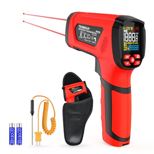 Infrared Thermometer Temperature Gun, -40℉-3632℉, Non Contact Digital Laser Thermometer Pyrometer 50:1 High Temp with Color LCD Display for Industrial HVAC Forge Metal Smelting - color: Red -40°F-3632°F (-40-2000°C)
