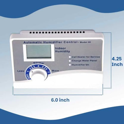 exuberant Model 60 Whole House Digital Humidistat Control Panel with Outdoor Temperature Sensor, 24V Universal Humidifier Controller