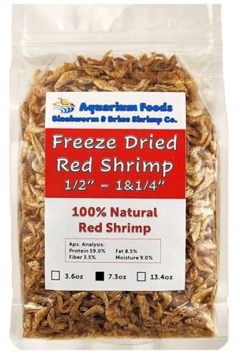 Red Shrimp, 1/2" to 1&1/4" Floating Freeze Dried Red Shrimp for All Tropical Fish, Cichlids, Catfish, Marines, Pond Fish, Turtles, Hamsters, Reptiles…7.3oz Clear Bag - size: 7.3 Ounce (Pack of 1)
