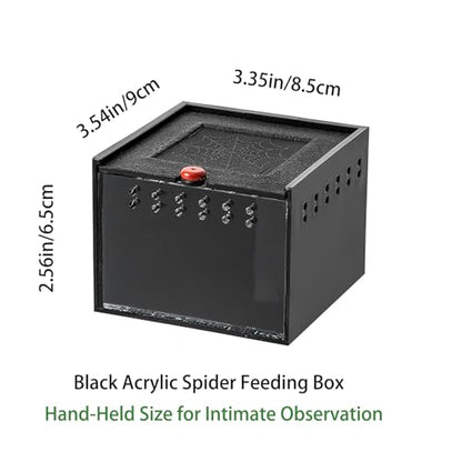 Black Acrylic Jumping Spider Enclosure Cage for Insect Reptile Isopods | Semi-concealed Portable Breeding Enclosure, Sliding Lid Handheld Design Easy to Observe Jumping Spiders and small pets