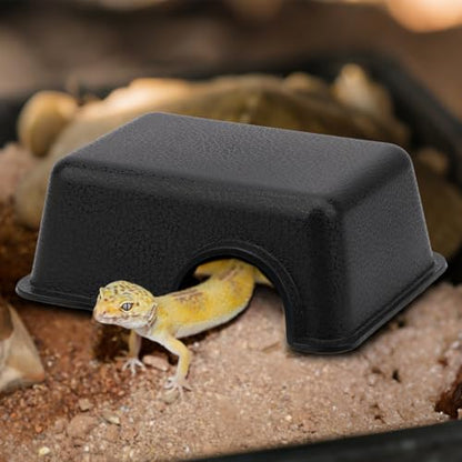 Hypeety Reptile Hide Box Small Animal Hide Cave for Snakes Lizards Geckos | Durable, safe material, with texture surface, helps peeling, easy to clean, provides secure hiding space, balck, 1 pack, S