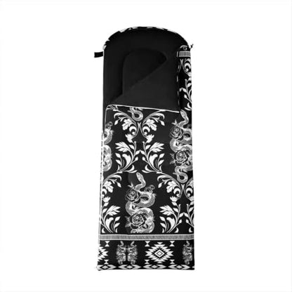 Erosebridal Longhorn Cow Skull Gothic Witchy Damask Sleeping Bag for Kids Camping Blanket for Hiking Travel Hunting Sleep Bag - color: Black and White Tropical Snake