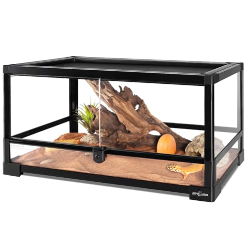 REPTIZOO Reptile Terrarium 24" X 12" X 12", 15 Gallon Glass Reptile Tank with Double Hinge Door Top Screen Ventilation, Easy Assembly Front Opening Terrarium Habitat
