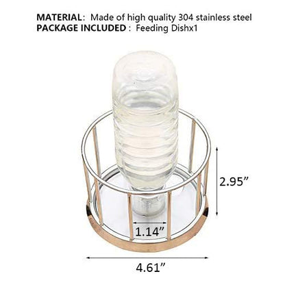 La La Pet® Reptile Water Bottle Stainless Steel Turtle Automatic Feeders Waterer Pet Dispenser Bottle Food and Water Feeding Dish Bowl for Lizard Tortoise Chameleon Round S - size: S