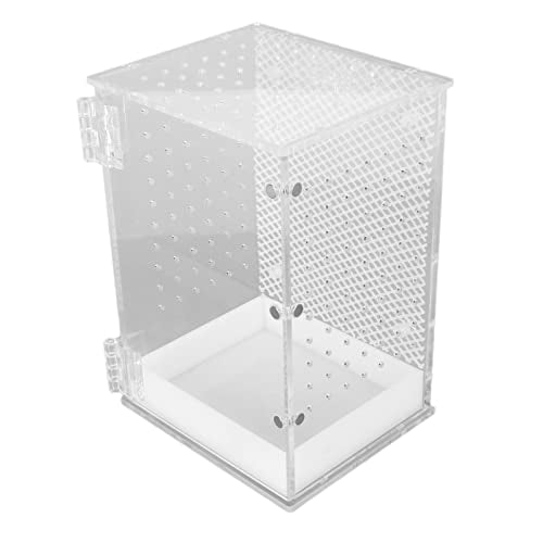 Acrylic Reptile Terrarium Tank Paludarium Habitat Tank with Magnetic Door Ventilation Holes for Tarantula Frog Leopard Gecko (S) - size: S
