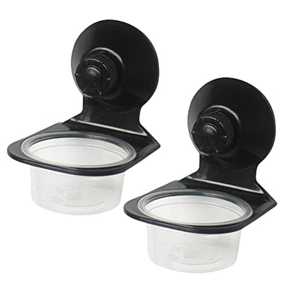 2 Pack Reptile Feeder Gecko Lizard Feeding Cup with Suction Cup, Reptile Food Water Feeder Dish with 6 pcs Cups for Geckos,Chameleon Lizard (Single（Black）) - size: Single（BLACK）