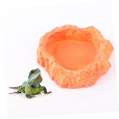 SUPVOX Reptile Feeding Bowl Thick Non-Skid Food Dish for Lizard and Turtle Odorless Water Storage Container Smooth Surface for Easy Cleaning for Crawling Pets Orange