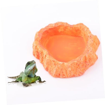 SUPVOX Reptile Feeding Bowl Thick Non-Skid Food Dish for Lizard and Turtle Odorless Water Storage Container Smooth Surface for Easy Cleaning for Crawling Pets Orange