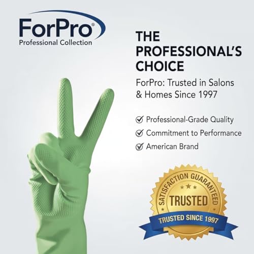 ForPro Natural Rubber Gloves, 6 Pairs Reusable Multi-Purpose Household Cleaning Gloves with Soft Inner Lining, Waterproof & Chemical-Resistant, Lime Zest, Medium - color: Lime Zest, size: Medium