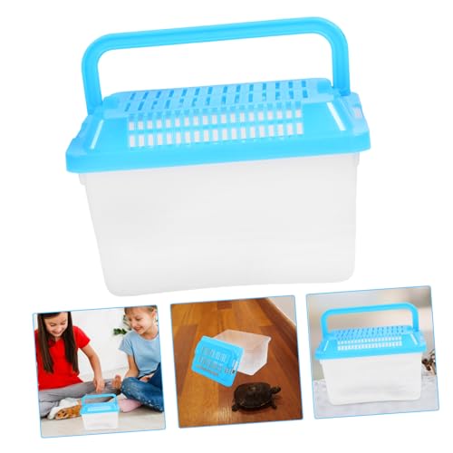 Portable Turtle Feeding Box Transparent Reptile Habitat for Turtles Easy Aquarium for Pet Transport Travel - size: 13.00X9.00X9.00cm