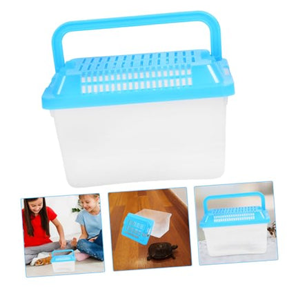 Portable Turtle Feeding Box Transparent Reptile Habitat for Turtles Easy Aquarium for Pet Transport Travel - size: 13.00X9.00X9.00cm