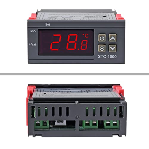 UMLIFE 2 Pack STC-1000 AC 10A 110V-220V All-Purpose Digital LED Temperature Controller Heating Cooling Thermostat 2 Relays Output with NTC Sensor Probe