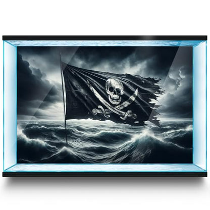 Aquarium Background Stickers - Flag, Skull, Pirate, Ocean, Self-Adhesive Fish Tank Reptile Terrarium Decor Poster (45 x 30 cm / (17.7 x 11.8 inches)) - size: 45 x 30 cm / (17.7 x 11.8 inches)