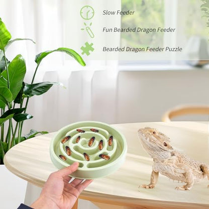 Bearded Dragon Maze Bowls Puzzle, Bearded Dragon Feeding Dish Food Bowl, Reptile Feeding Dish to Slow Down Eating, Worm Dubia Cricket Anti-Escape Food Bowl
