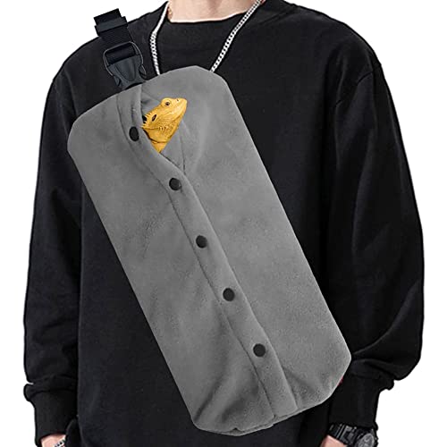 Bearded Dragon Carrier - Adjustable Soft Bearded Dragon Travel Sling Reptile Carrier Chest Bag for Lizard Snake Hedgehog Gecko Small Animals Outdoor Walking Accessories (L,Grey) - size: L