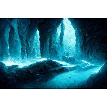 Rock Cave Aquarium Background Futuristic Sci-Fi Cave with Cyan Crystals Lights Terrarium Backgrounds Abstract Cyan Rock Cave Fish Tank Background Cave with Sunbeams Reptile Tank Backgrounds 30x18in - color: Blue, size: 30(W)x18(H)inches/ 75(W)*45cm(H)