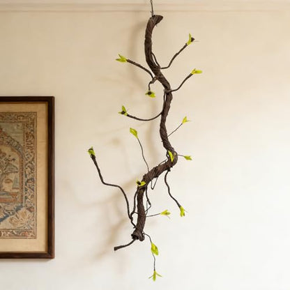 2PCS 55.1inch Bendable Thick Artificial Tree Branches Long Flexible Branch with Leaves Fake Thick Trunk Vine Stems for Wall Hanging Reptile Climbing Indoor Outdoor Arch Home Garden Decor