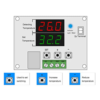 2PCS XH-W1219 Temperature Controller Module Double Display Digital Thermostat Module with Waterproof NTC Probe, -50~110℃ Electronic Temperature Temp Control Module Switch - color: W1219, size: 2PCS
