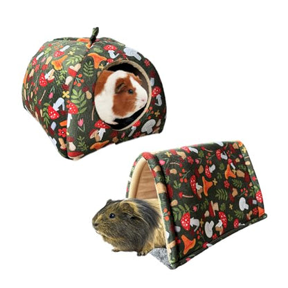 Guinea Pig Hideout & Tunnel Toys Set - Plush Small Animal Tent with Non-Slip Base & Warm Fleece Bedding for Mouse Chinchillas Hamsters Hedgehogs Ferrets Bearded Dragons and Rats